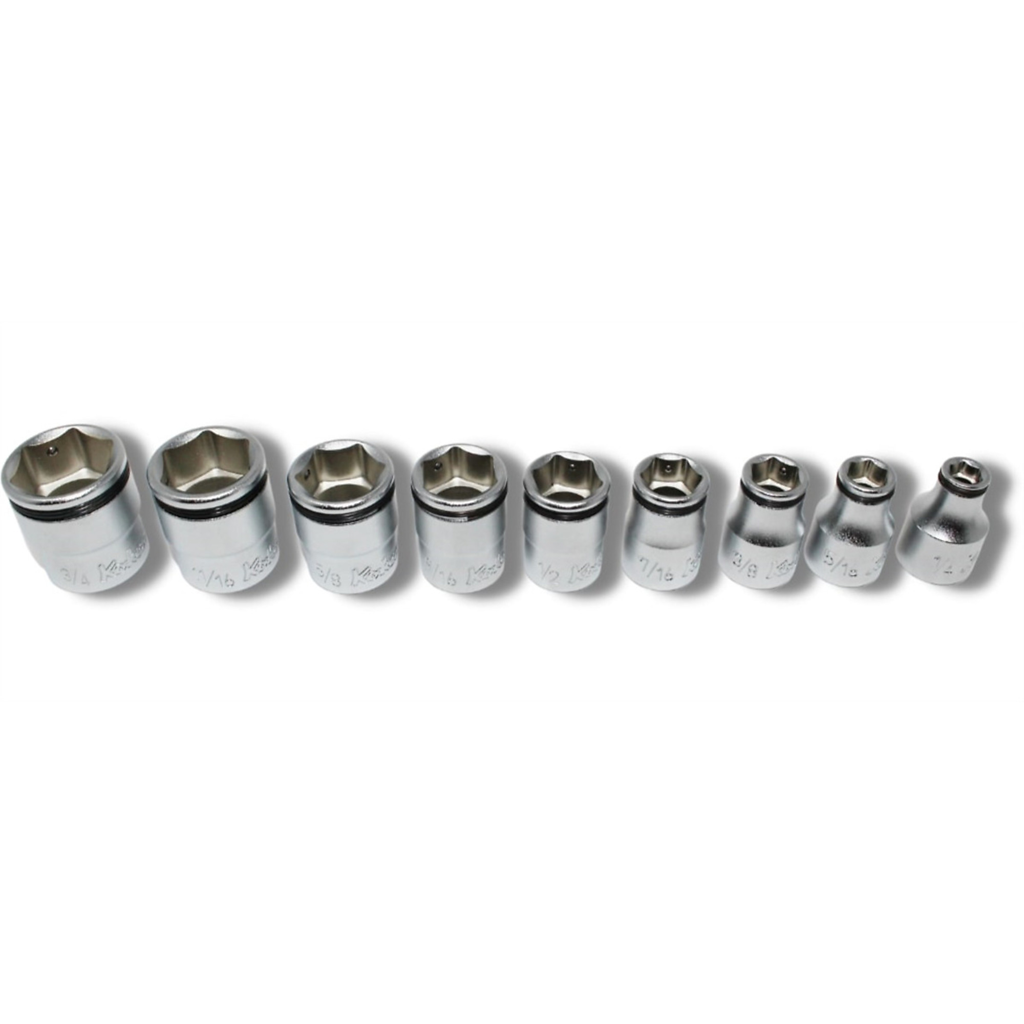 Ko-ken USA Nut-Grip Socket Set — 3/8in. Sq. Dr., SAE, 9 Pieces, Model# KKNRS3450A-9